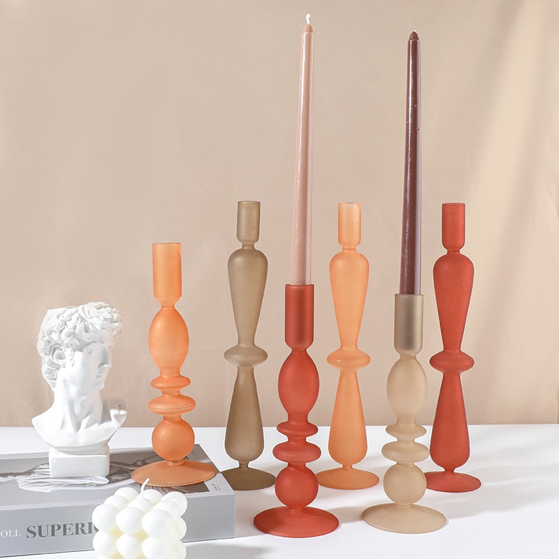 Spice Frosted Glass Candle Holders