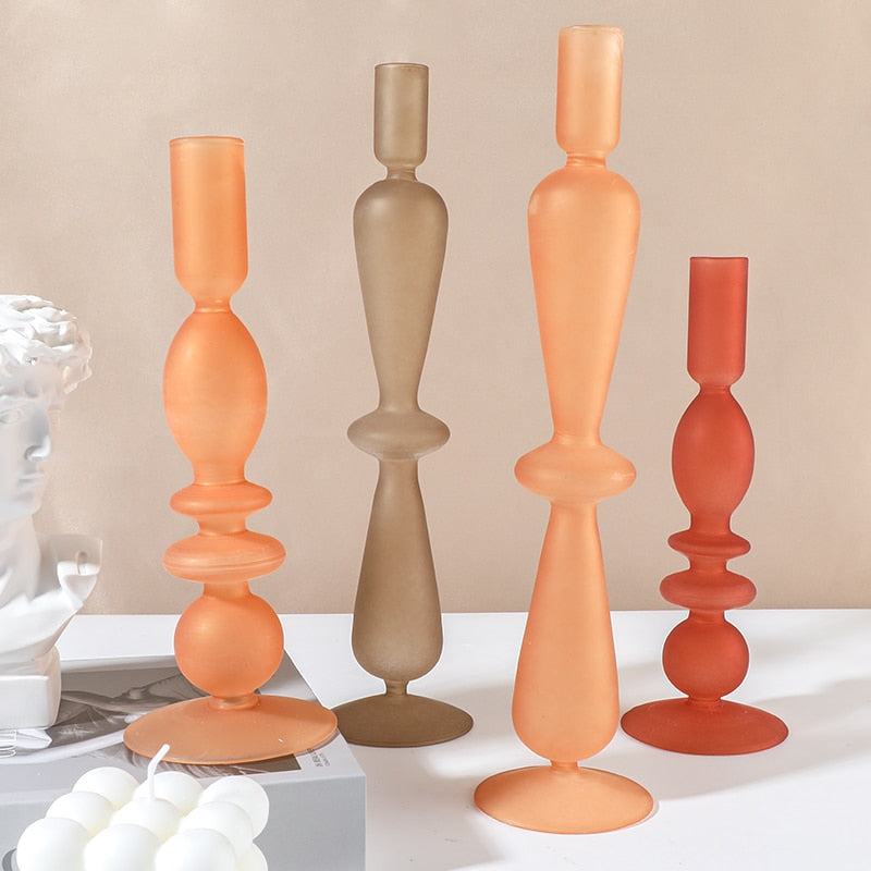 Spice Frosted Glass Candle Holders