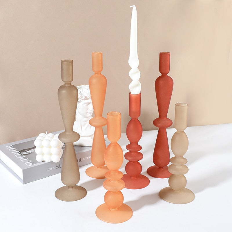 Spice Frosted Glass Candle Holders