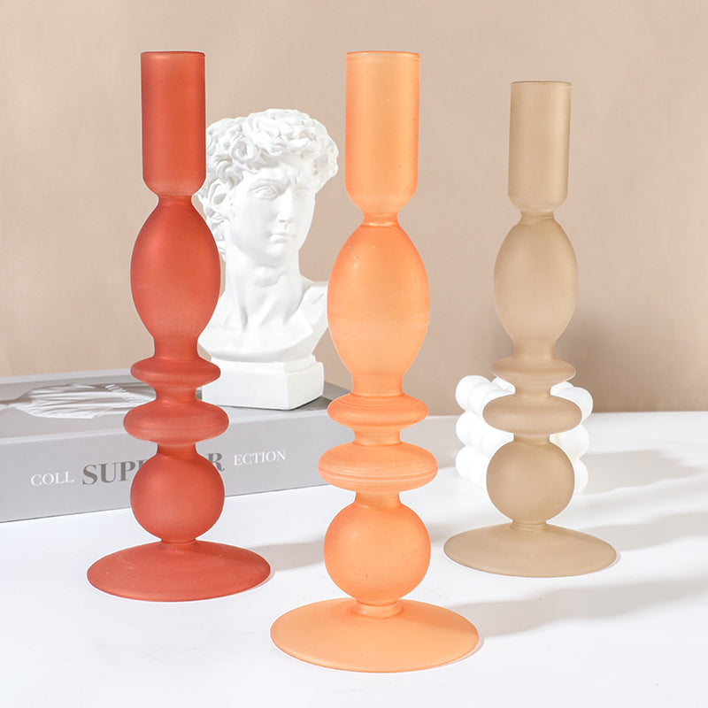Spice Frosted Glass Candle Holders