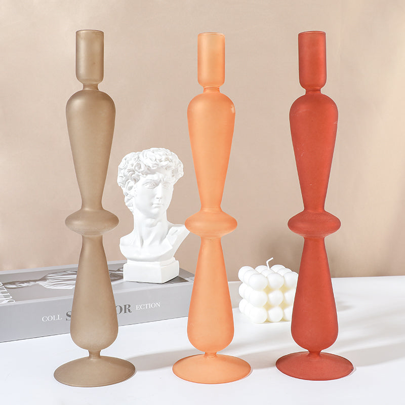 Spice Frosted Glass Candle Holders