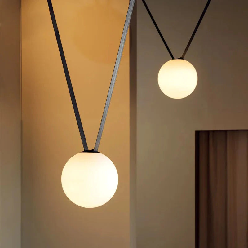 Suspended Sphere Belted Pendant Light