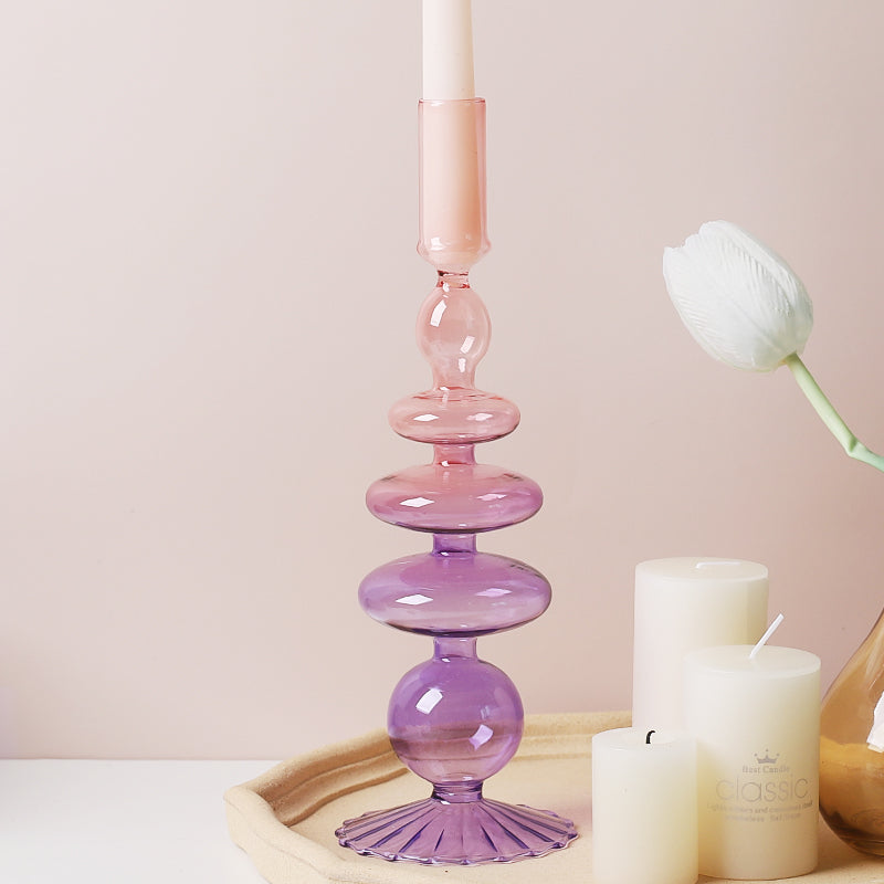 Three Color Gradient Glass Candle Holders