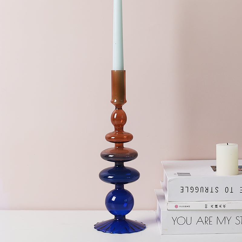 Three Color Gradient Glass Candle Holders