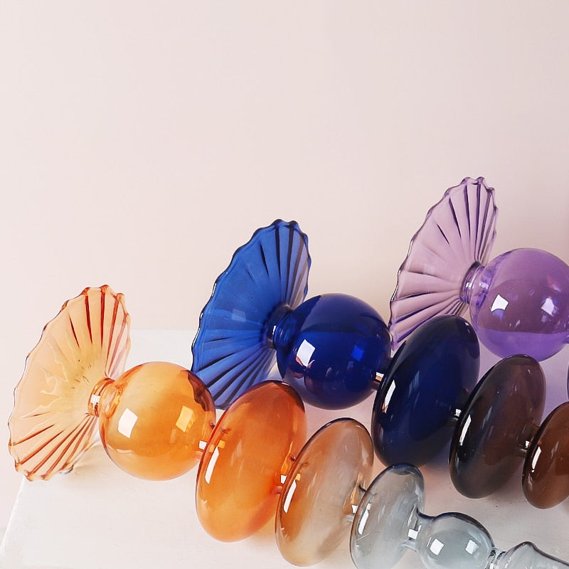 Three Color Gradient Glass Candle Holders