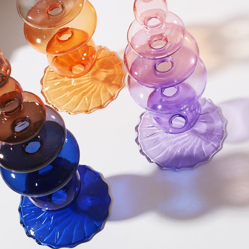 Three Color Gradient Glass Candle Holders