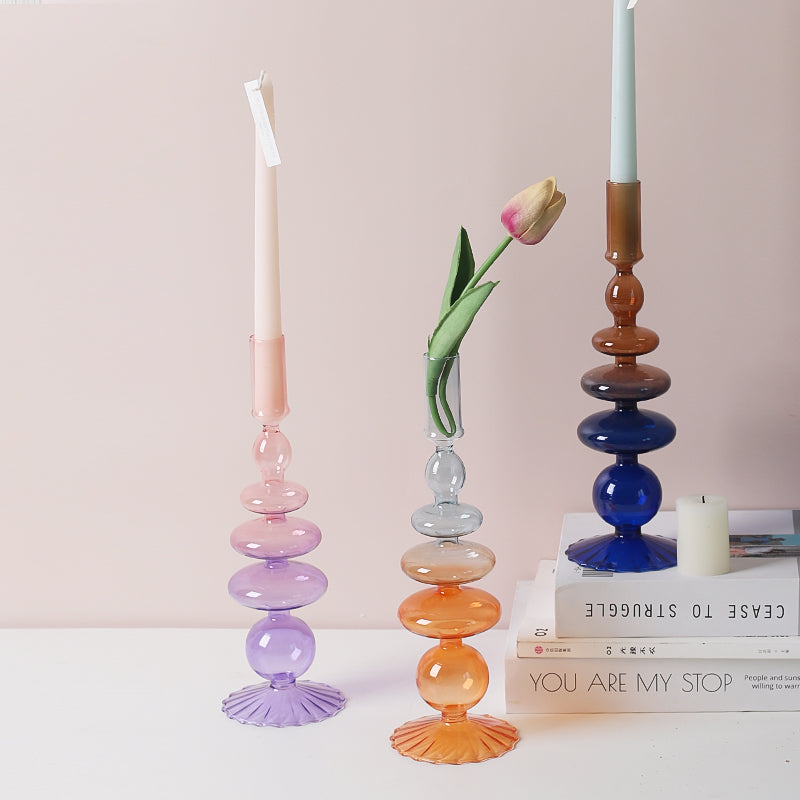 Three Color Gradient Glass Candle Holders