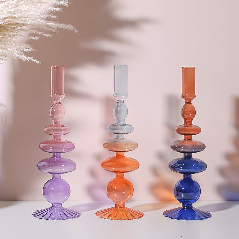 Three Color Gradient Glass Candle Holders