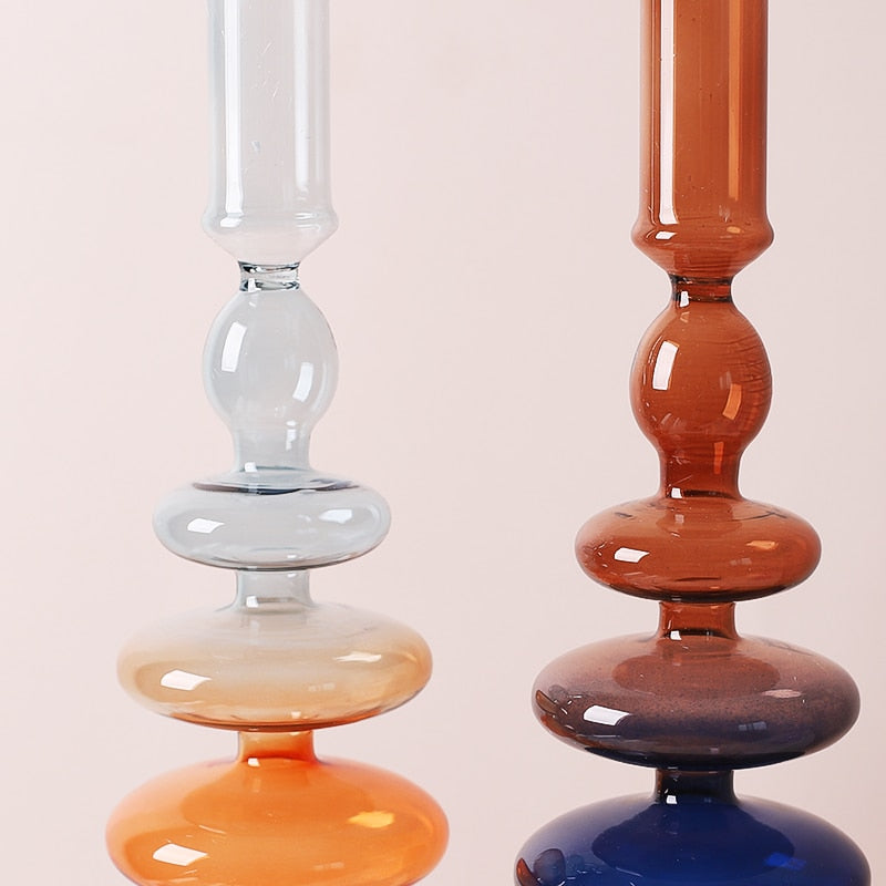 Three Color Gradient Glass Candle Holders