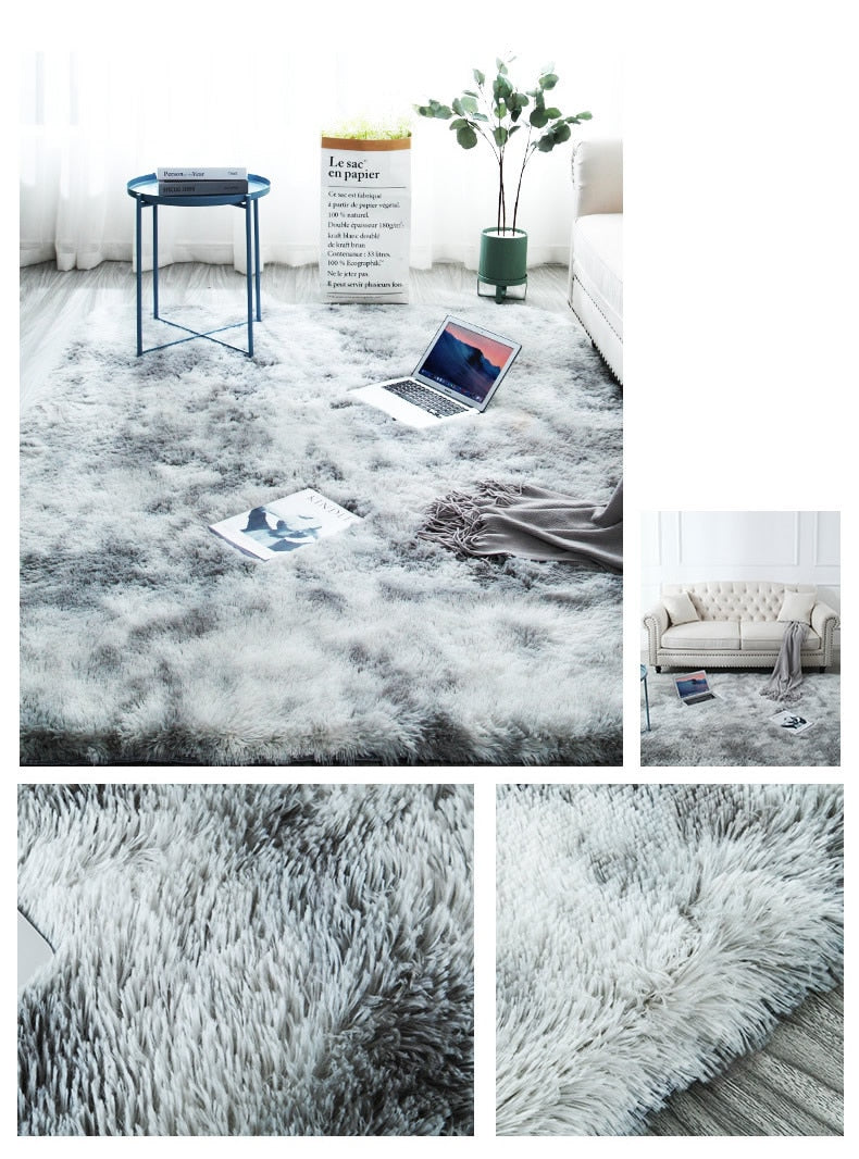 Tie Dye Rainbow Faux Fur Rug
