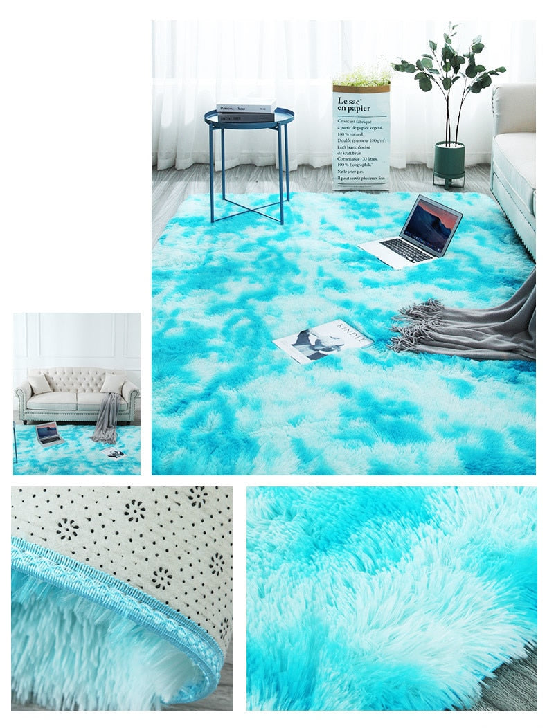 Tie Dye Rainbow Faux Fur Rug