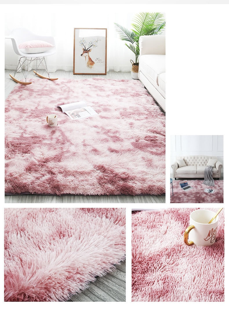Tie Dye Rainbow Faux Fur Rug