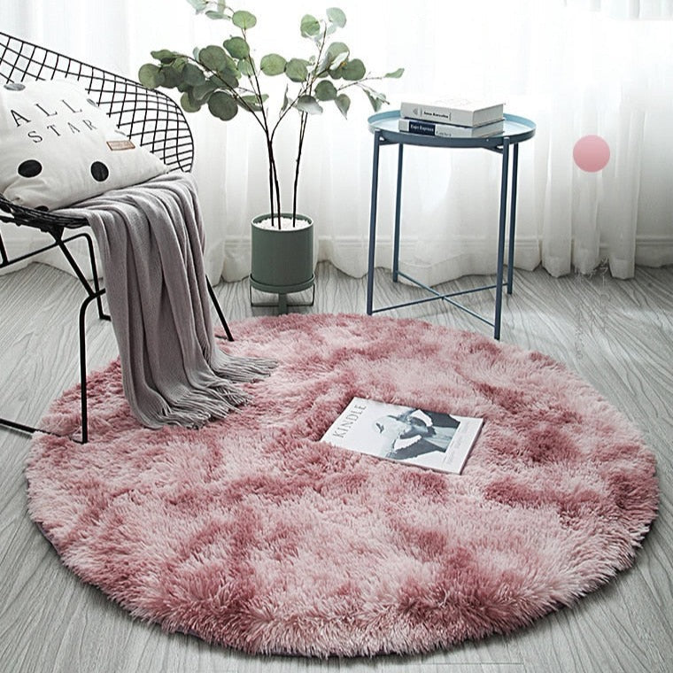 Tie Dye Rainbow Faux Fur Rug