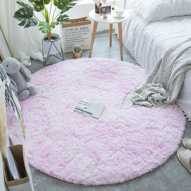 Tie Dye Rainbow Faux Fur Rug