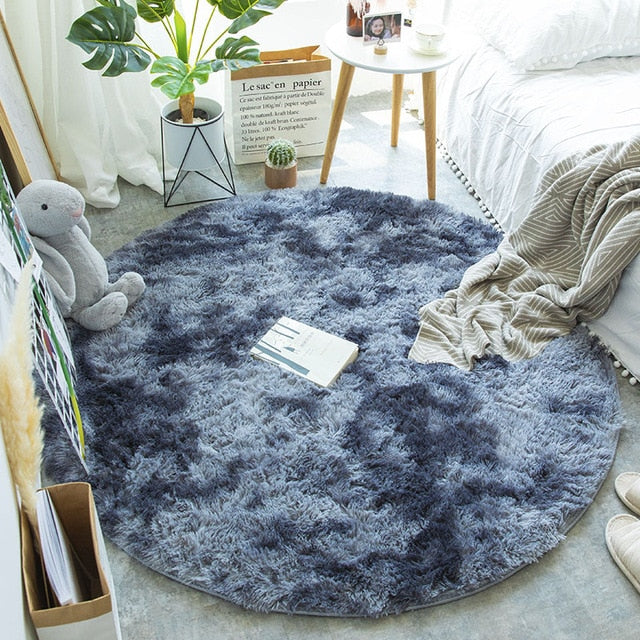 Tie Dye Rainbow Faux Fur Rug