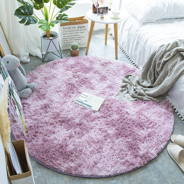 Tie Dye Rainbow Faux Fur Rug