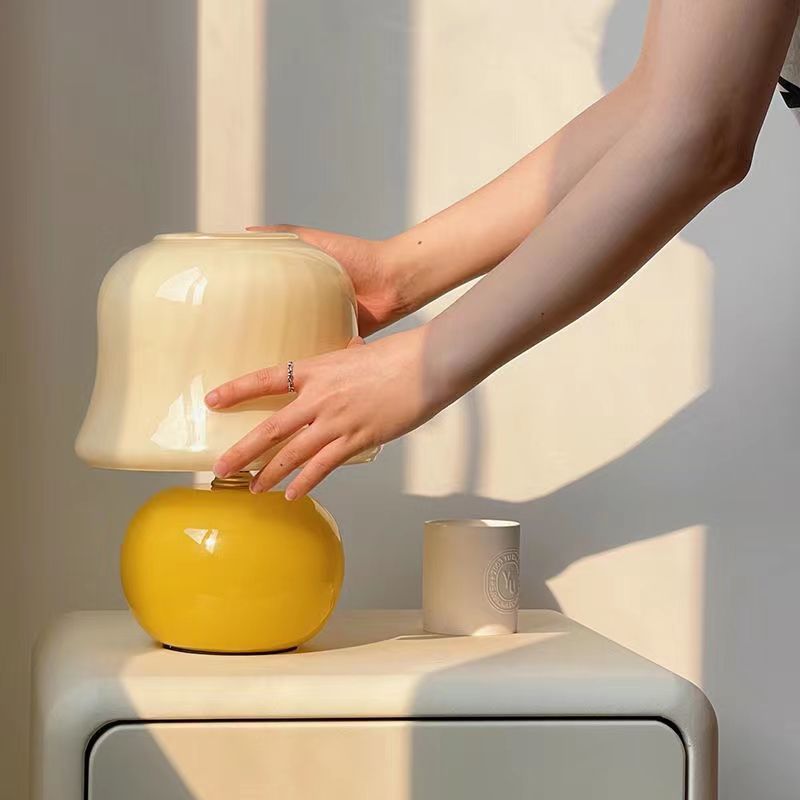 TinTin Mushroom Vintage Glass Table Lamp
