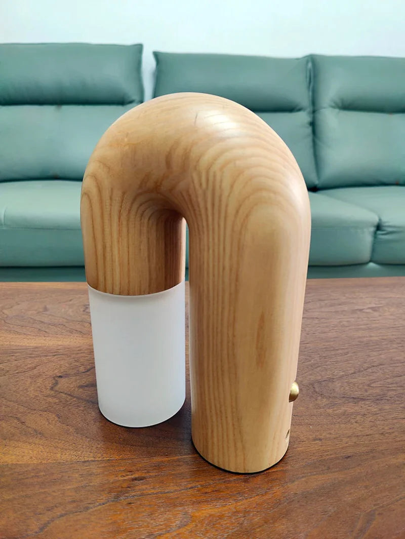 Vintage Ash Wood Table Lamp
