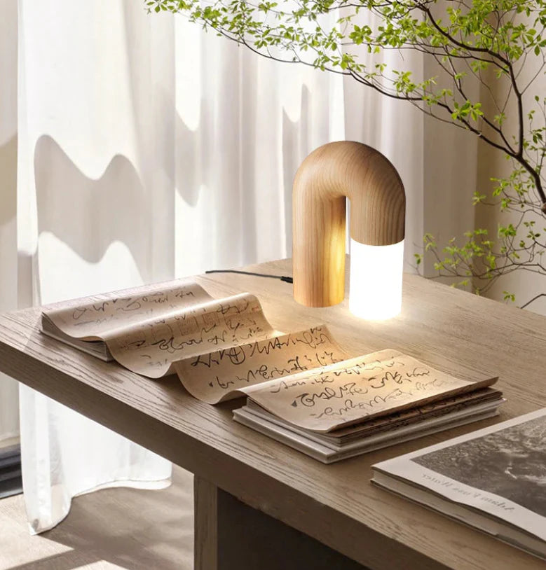 Vintage Ash Wood Table Lamp