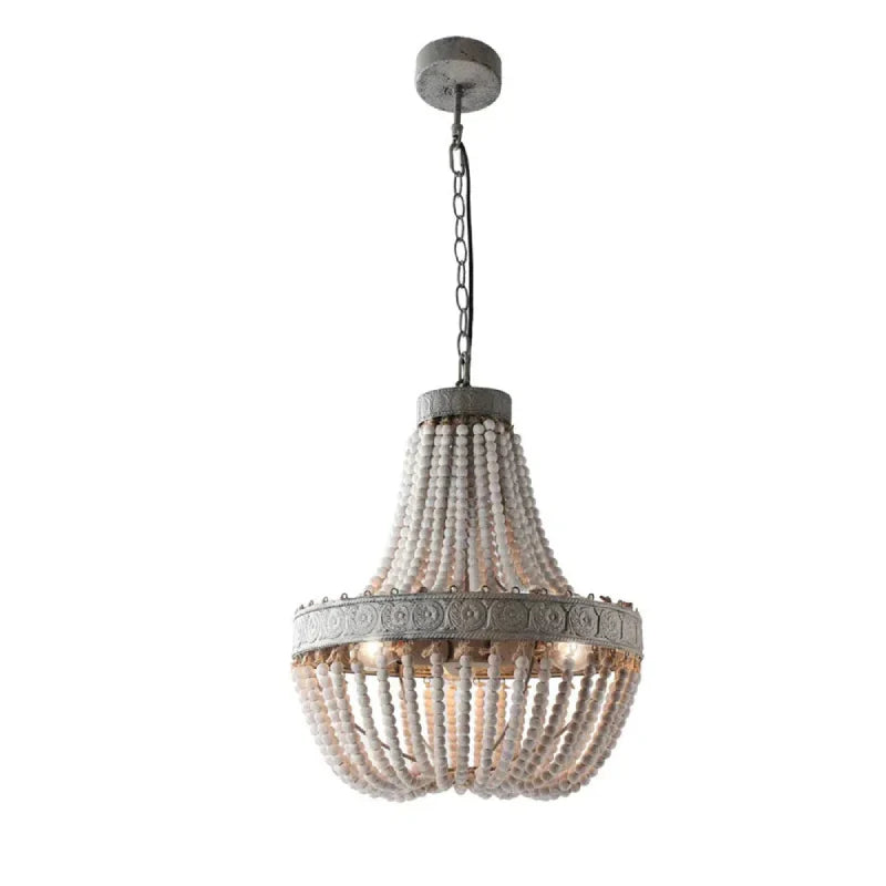 Wooden Bead Cascade Pendant Lamp
