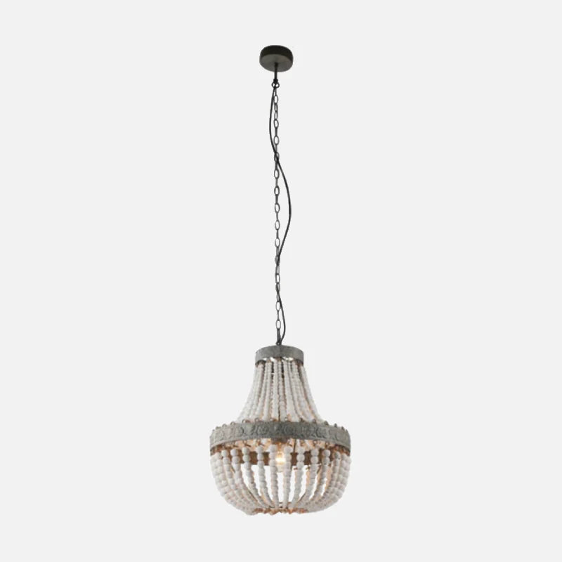 Wooden Bead Cascade Pendant Lamp