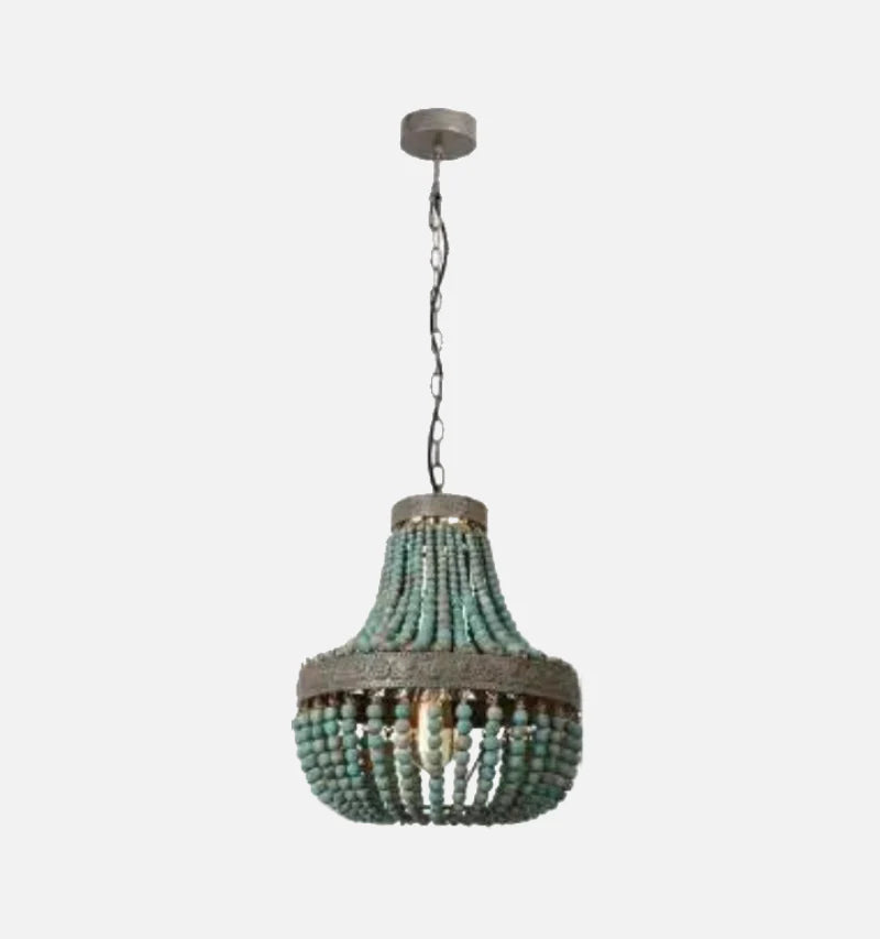 Wooden Bead Cascade Pendant Lamp