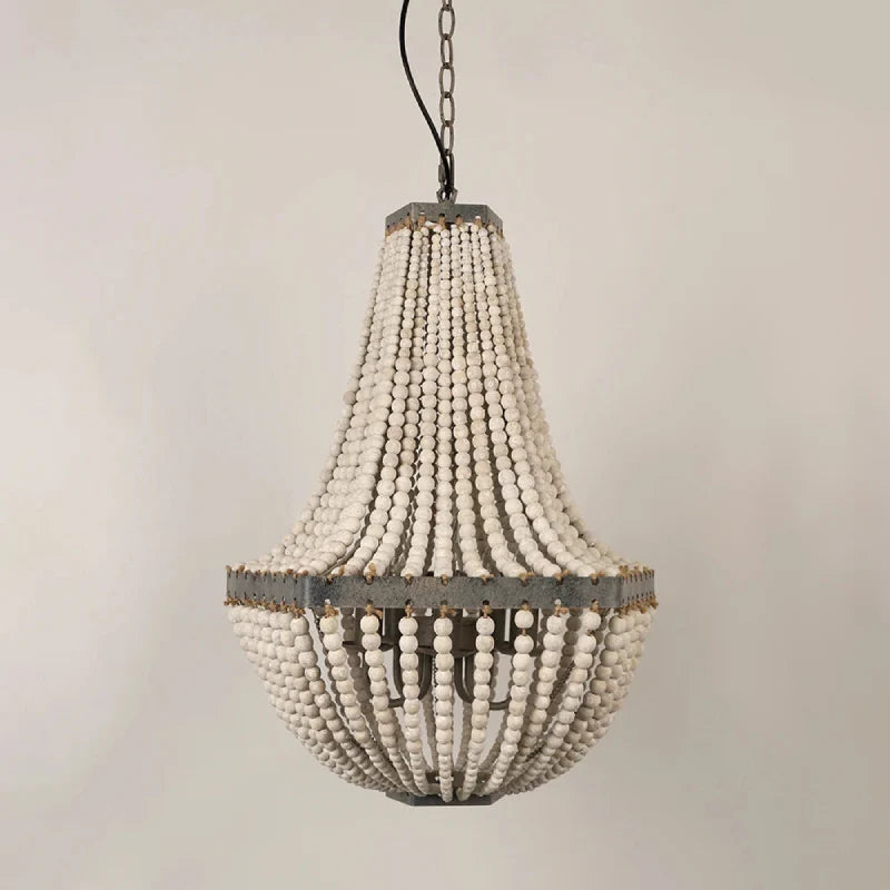 Wooden Bead Cascade Pendant Lamp