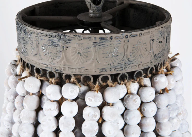 Wooden Bead Cascade Pendant Lamp