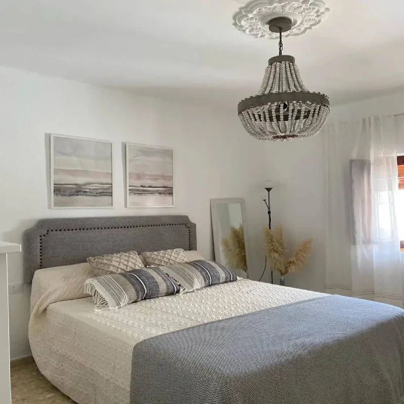 Wooden Bead Cascade Pendant Lamp