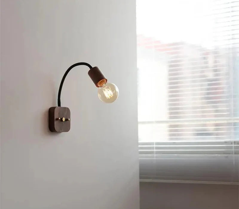 Walnut Wood Adjustable Wall Lamp