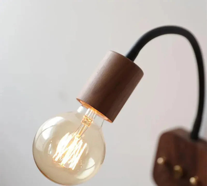 Walnut Wood Adjustable Wall Lamp