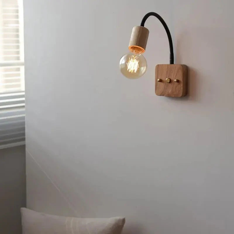 Walnut Wood Adjustable Wall Lamp