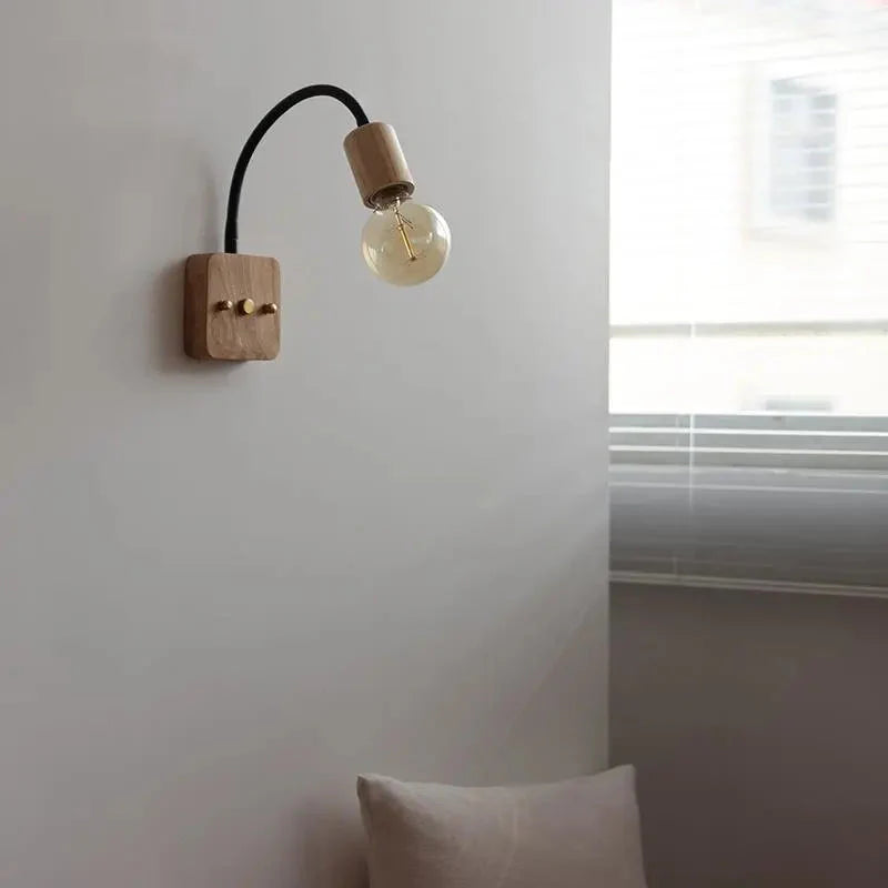 Walnut Wood Adjustable Wall Lamp