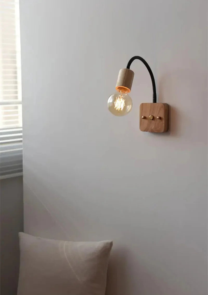 Walnut Wood Adjustable Wall Lamp