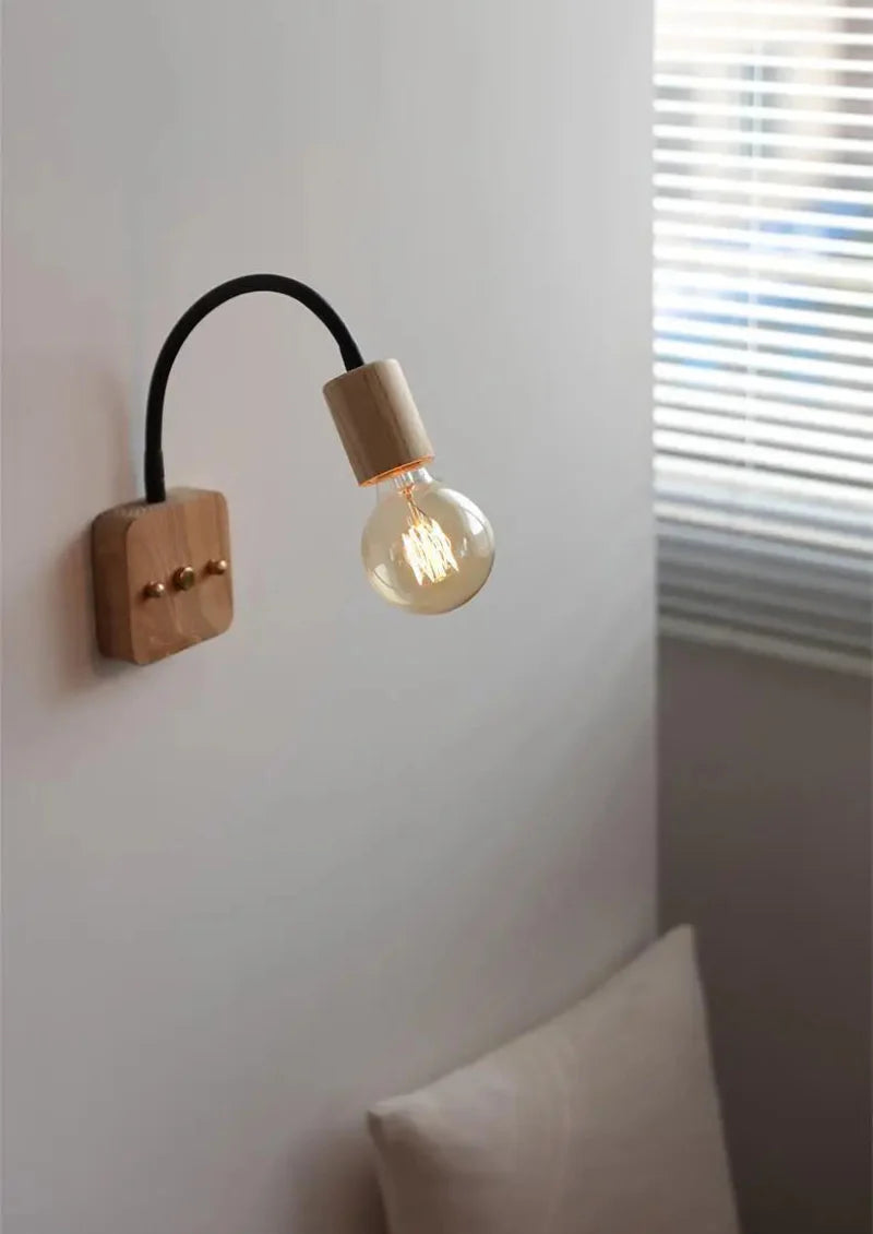 Walnut Wood Adjustable Wall Lamp