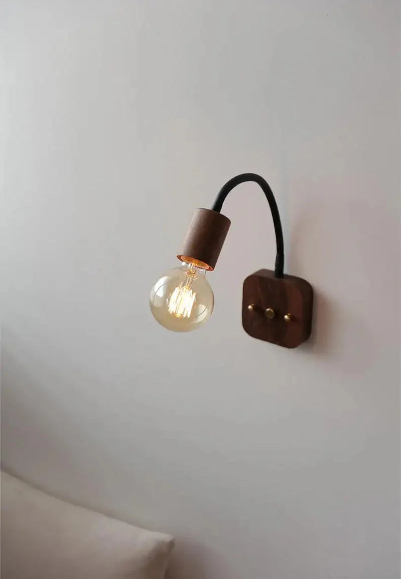 Walnut Wood Adjustable Wall Lamp