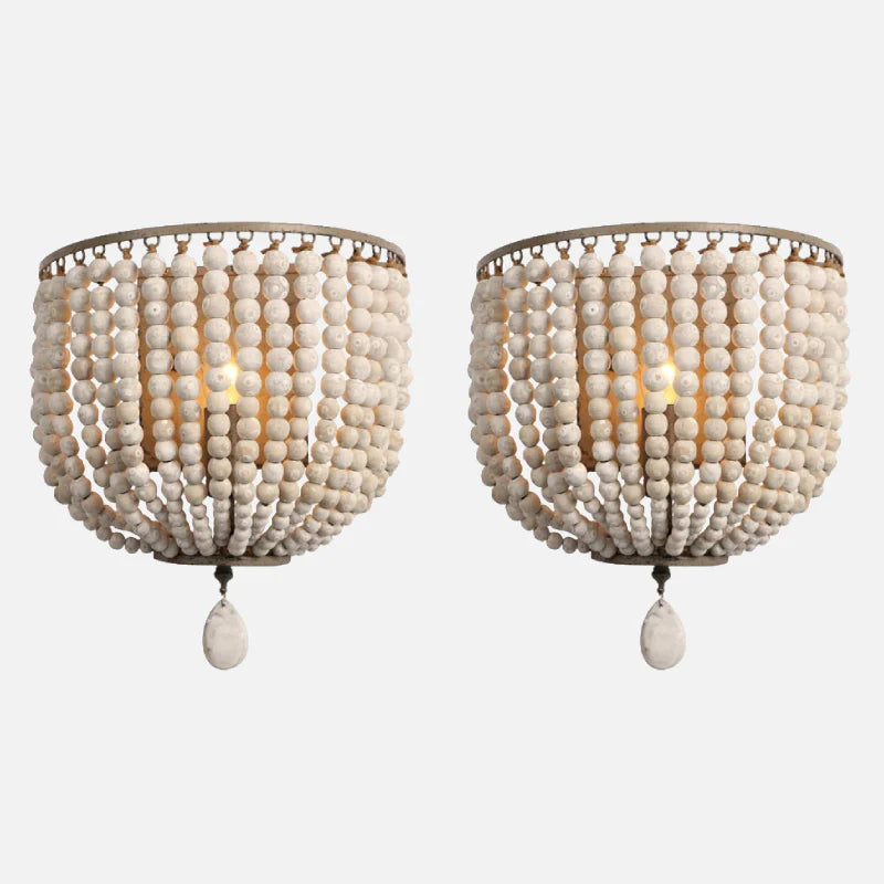 Wooden Bead Cascade Wall Lamp