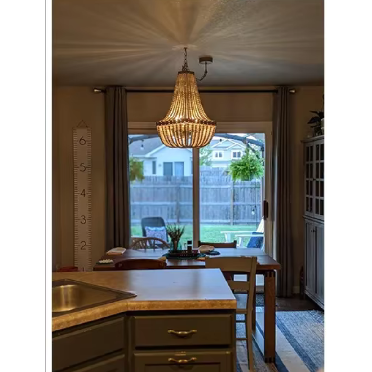 Wooden Bead Cascade Pendant Lamp