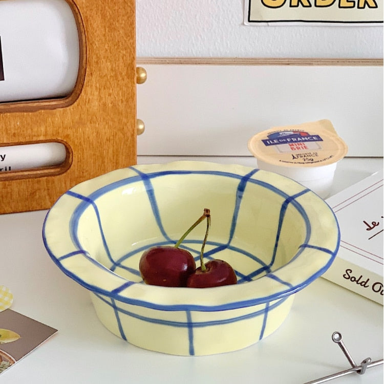 Yogurt Grid Ceramic Bowls