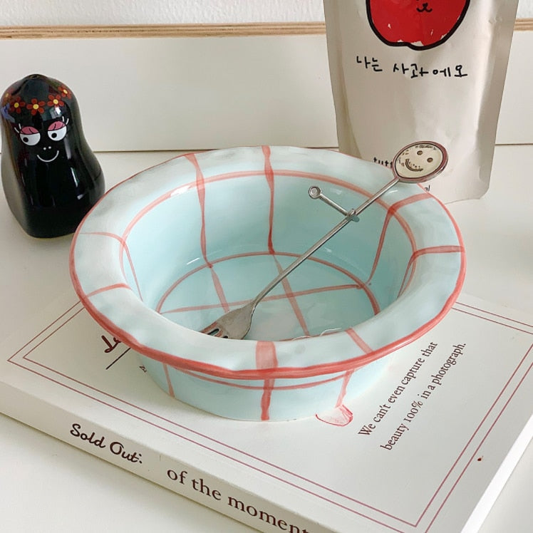 Yogurt Grid Ceramic Bowls