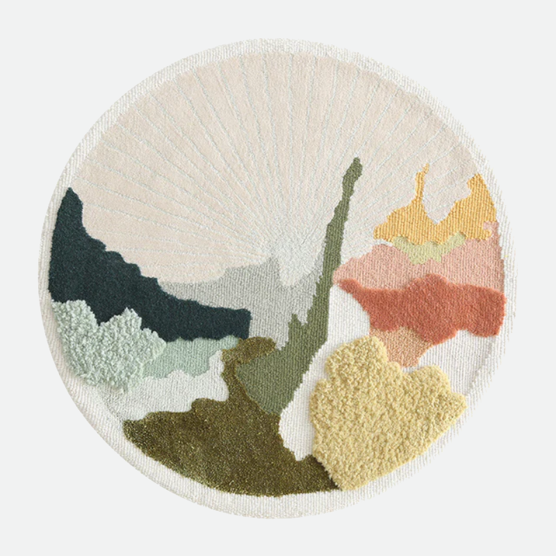 Zeta Abstract Scenic Pattern Wool Rug
