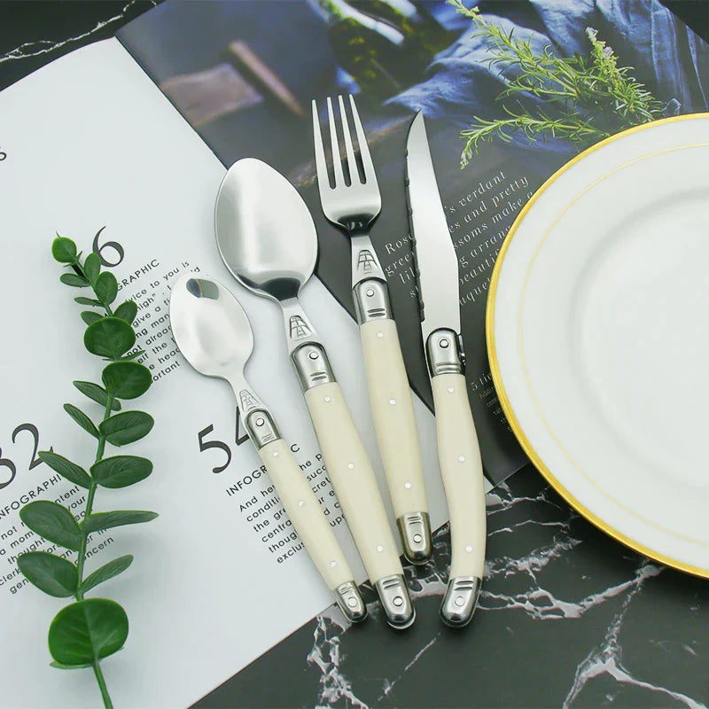 Ivory Laguiole Style Flatware Cutlery Set