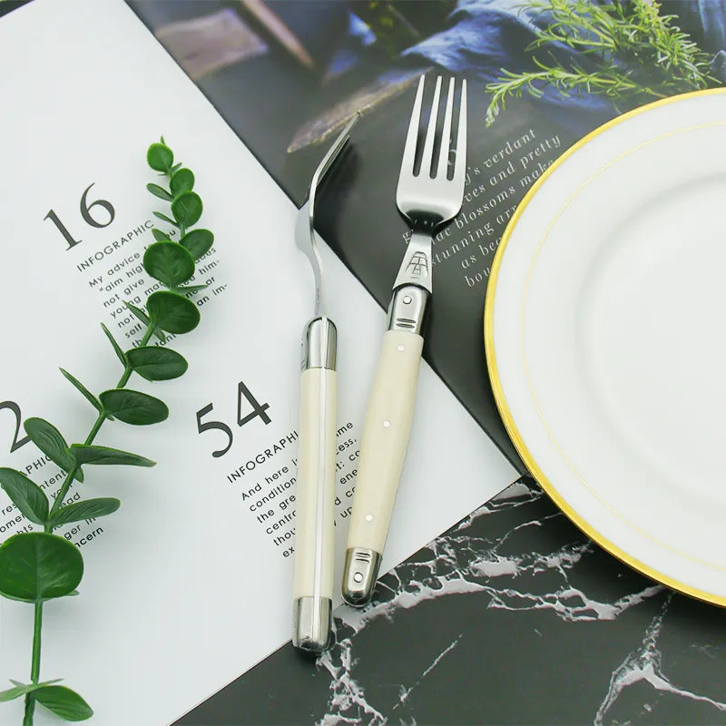 Ivory Laguiole Style Flatware Cutlery Set