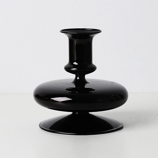 All Black Glass Candle Holders