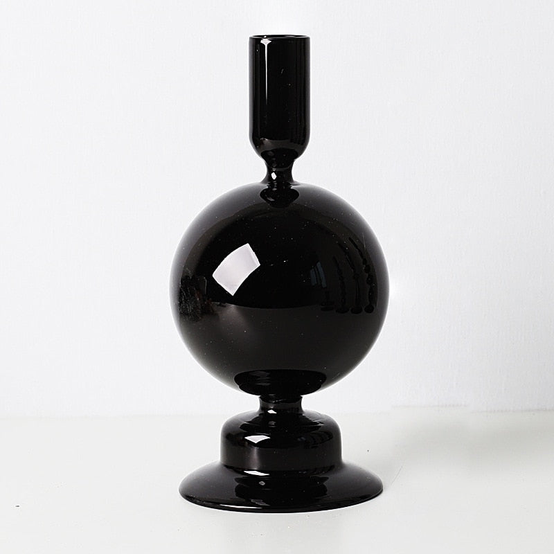 All Black Glass Candle Holders