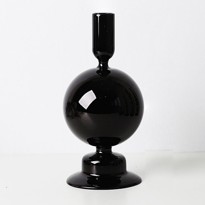All Black Glass Candle Holders