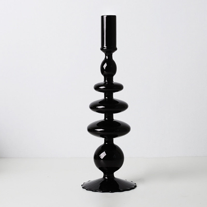 All Black Glass Candle Holders