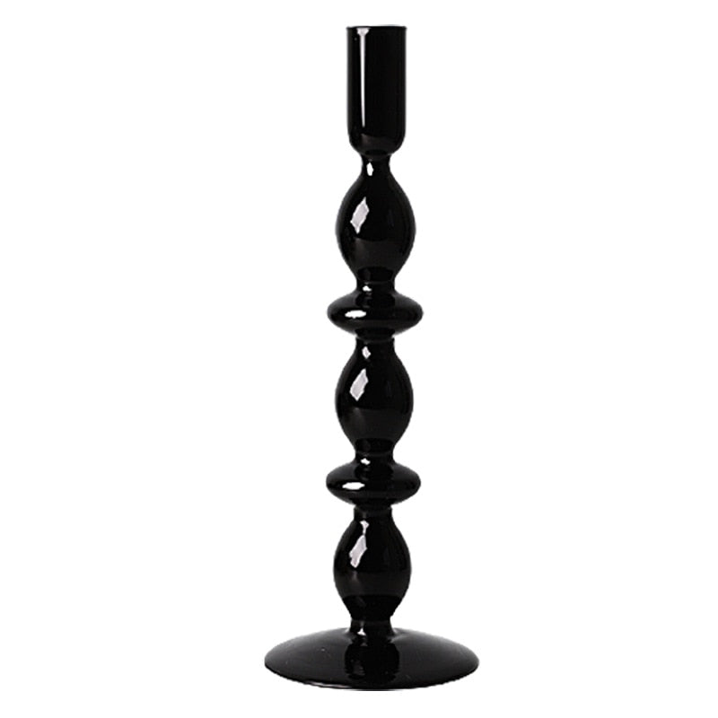 All Black Glass Candle Holders