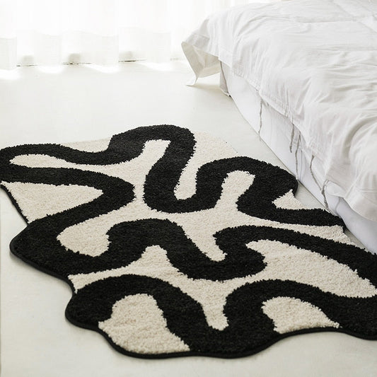 Black Swirl Tufted Area Rug