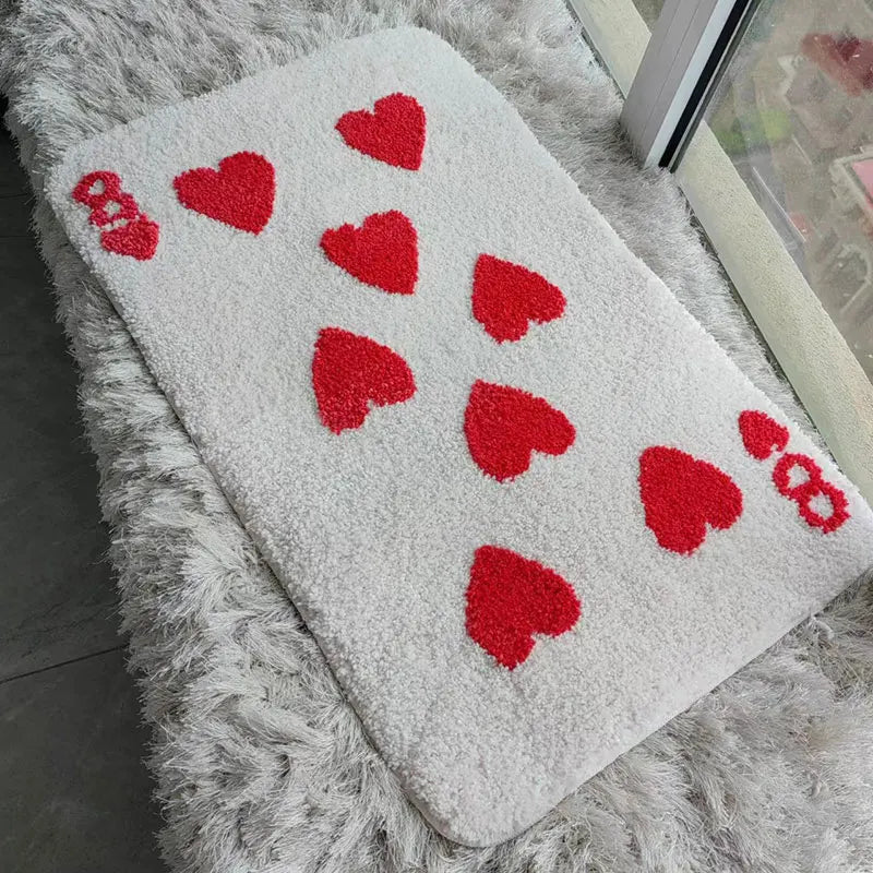 8 of Hearts Card Tufted Rug